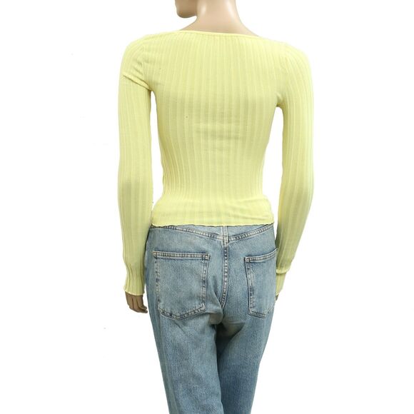 Free People Tilly Long-Sleeve Cardi Blouse Top Knit Ribbed Button Down XS 280723 - Picture 7 of 8